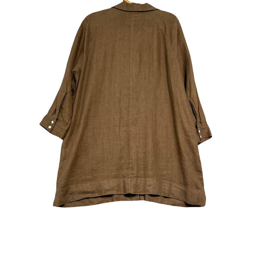 Beaton | Chore Coat Shacket Earth Brown Size L 100% Linen - Picture 7 of 11